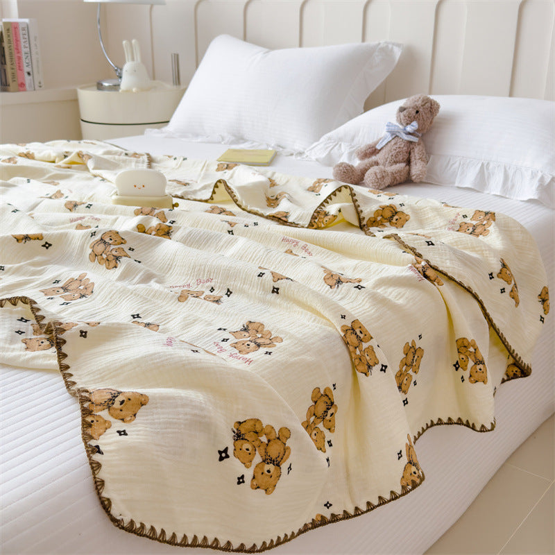 Leichte Sommerdecke aus reiner Baumwolle, Crinkle-Optik
