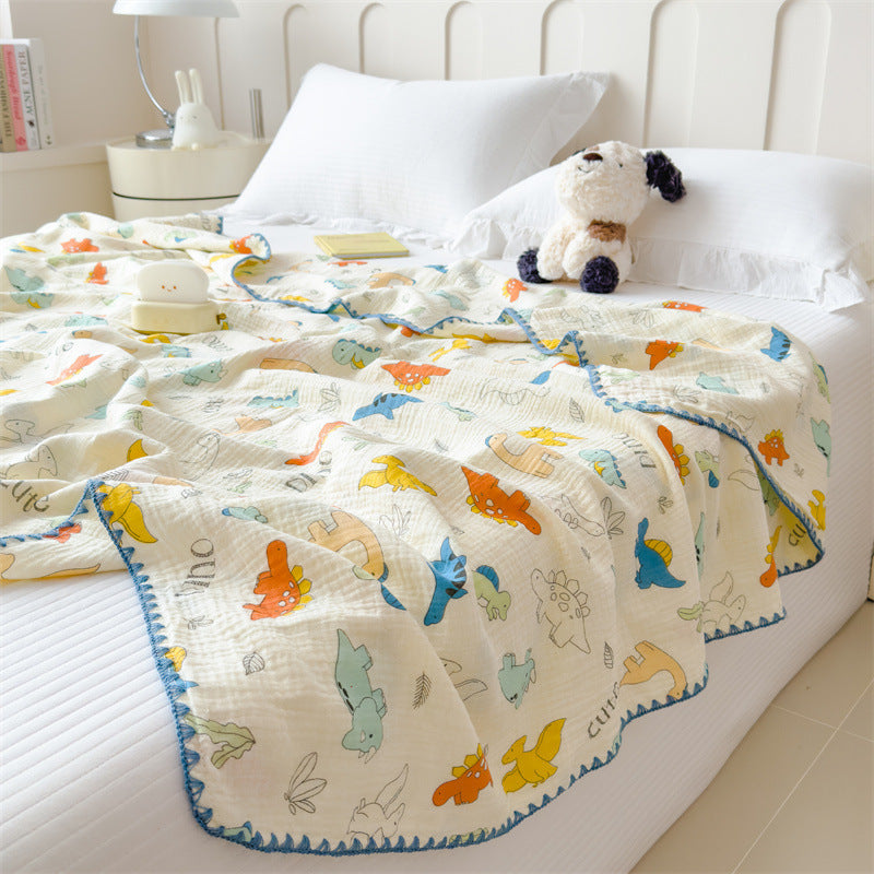 Leichte Sommerdecke aus reiner Baumwolle, Crinkle-Optik