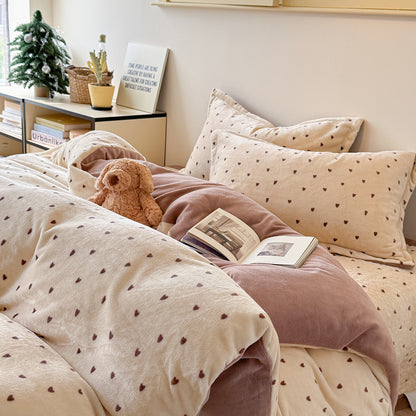 Milchfaser-Fleece Bettwäsche-Set mit Tagesdecke, winterwarm