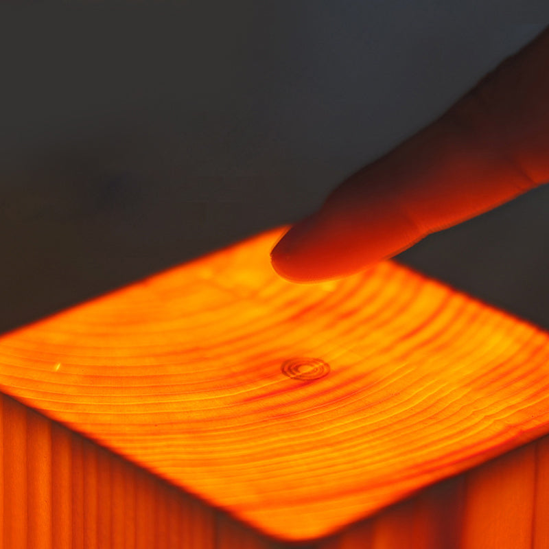 Drahtlose LED-Tischlampe mit Touch-Steuerung | Wiederaufladbarer Akku | Holzmaserung Design | Einstellbare Helligkeit | Brehn