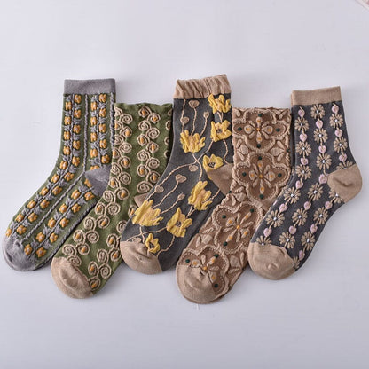 Damen-Baumwollsocken mit Blumenmuster (10 Paar)