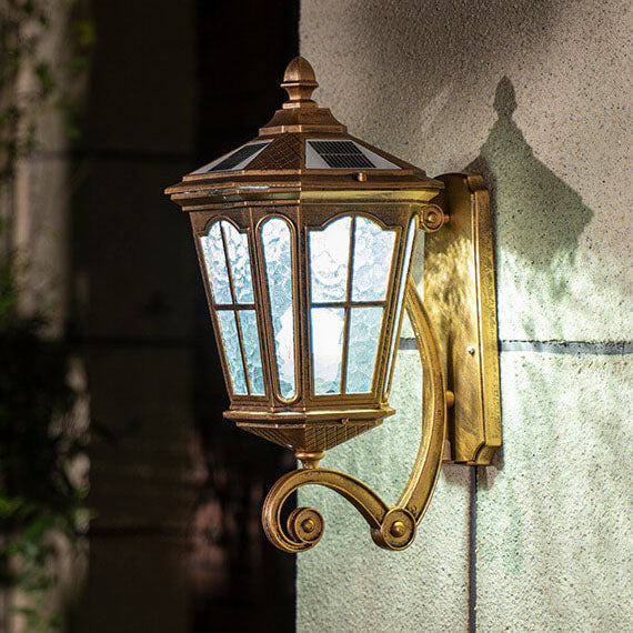 Europäische Solar-Außenlaterne Aluminium Glas Wasserdicht 1-Licht Wand Scone Lampe | Brehn