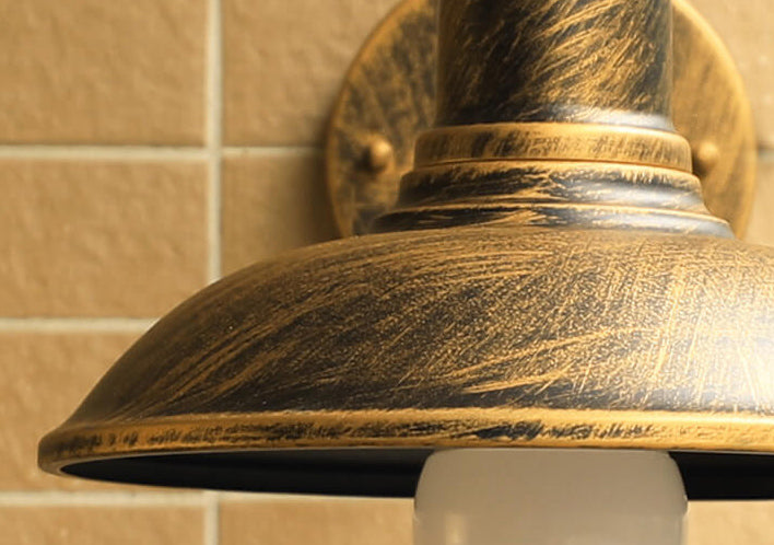 Retro Loft Dome Eisen Außen Wasserdicht 1-Licht Gebogene Arm Wand Sconce Lampe | Brehn