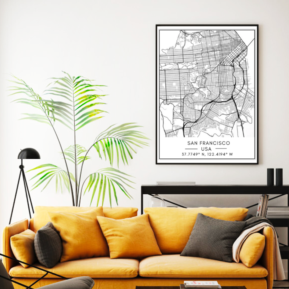 Stadtplan von San Francisco – Leinwandbild