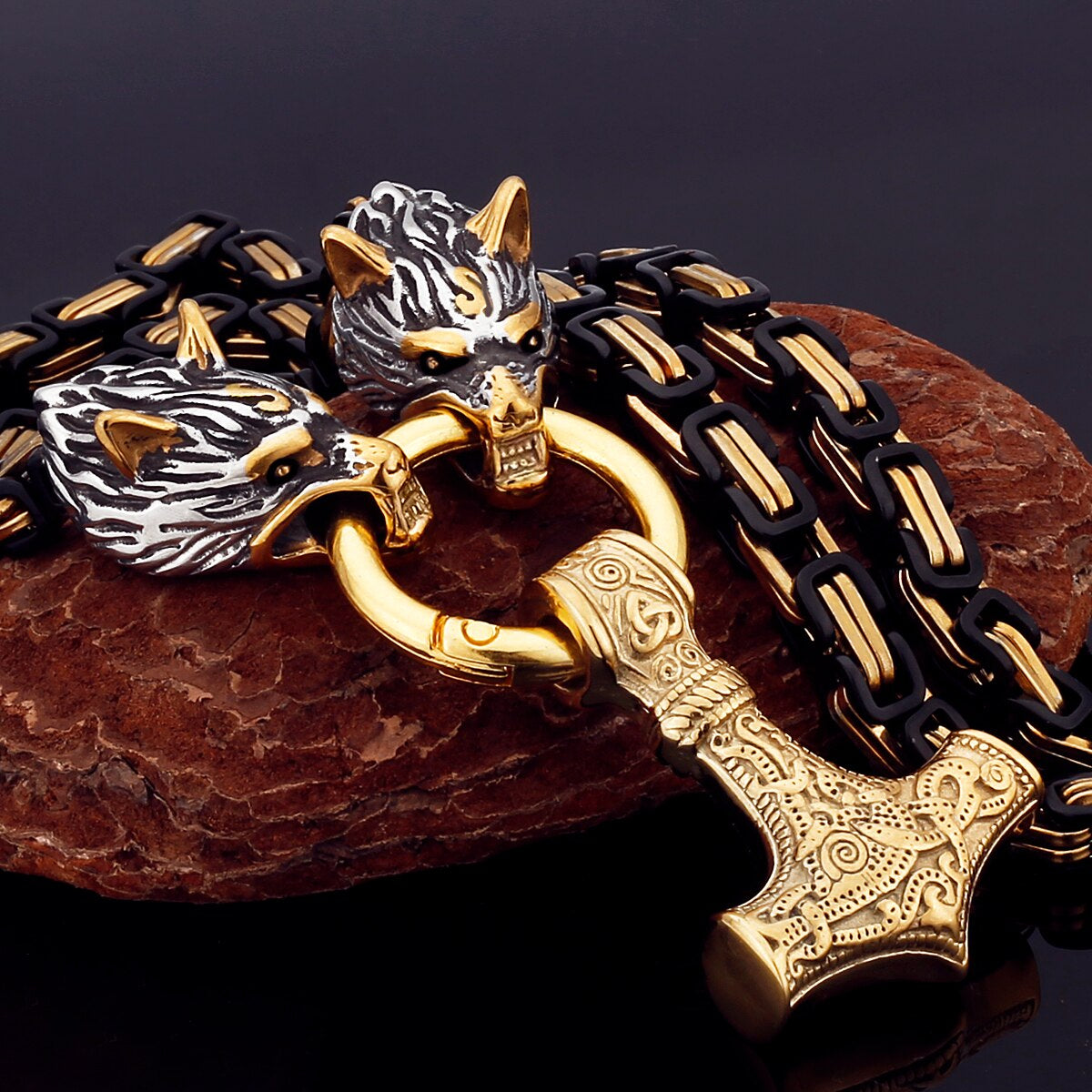 Brehn | Nordischer Wikinger Wolf Kopf Edelstahl Necklace