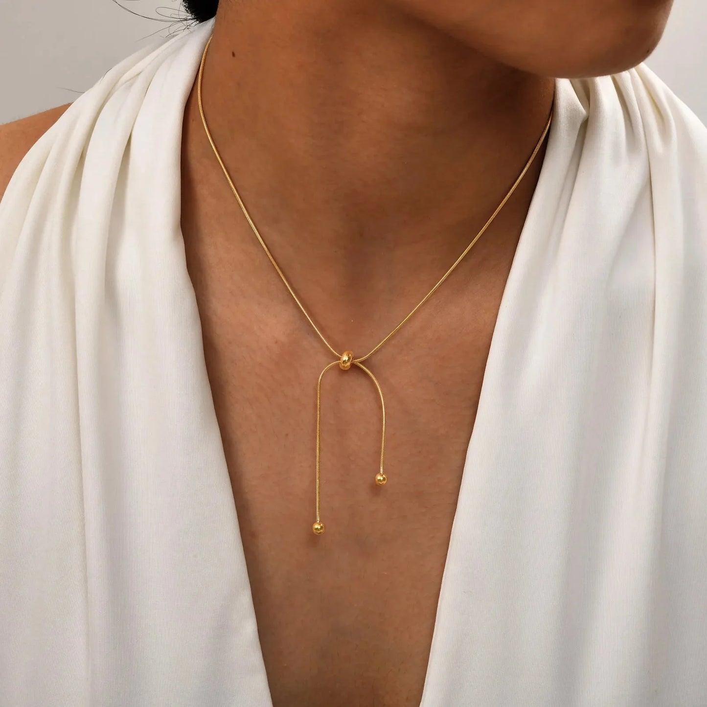 Brehn | 18k verstellbare Quasten-Schlangenkette Halskette