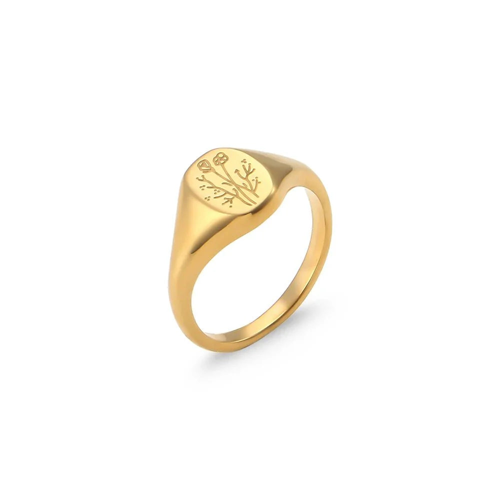 Brehn | 18k Zierliche Blumensignet Ringe