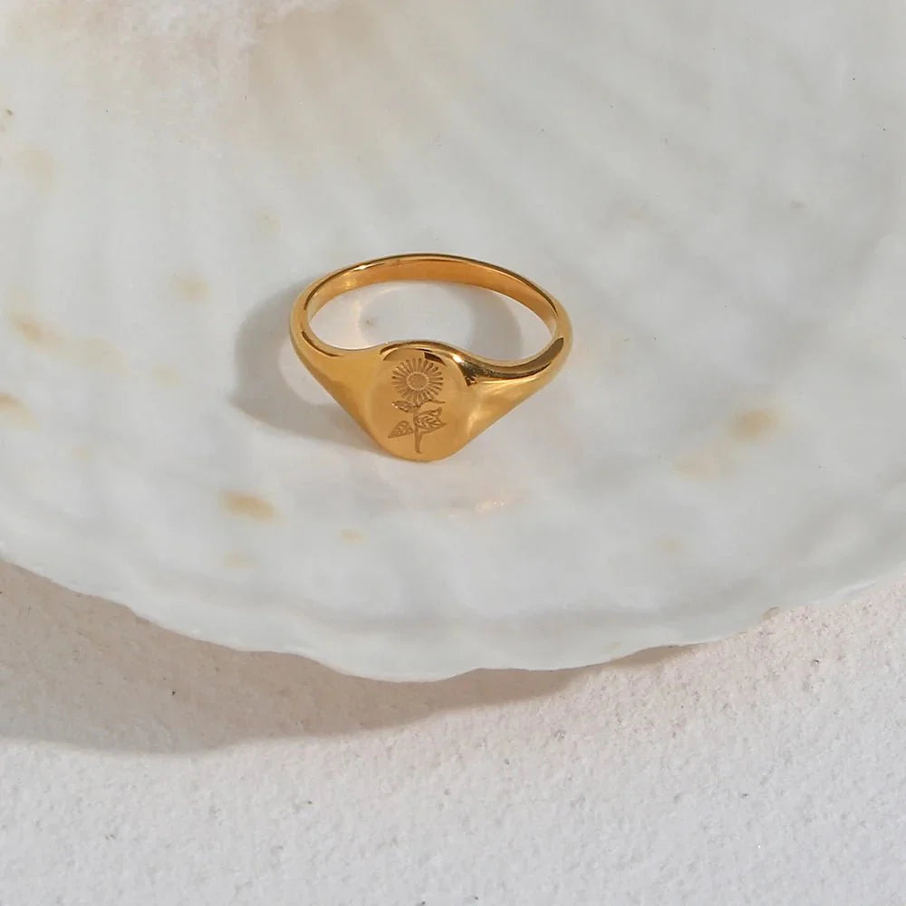 Brehn | 18k Zierliche Blumensignet Ringe