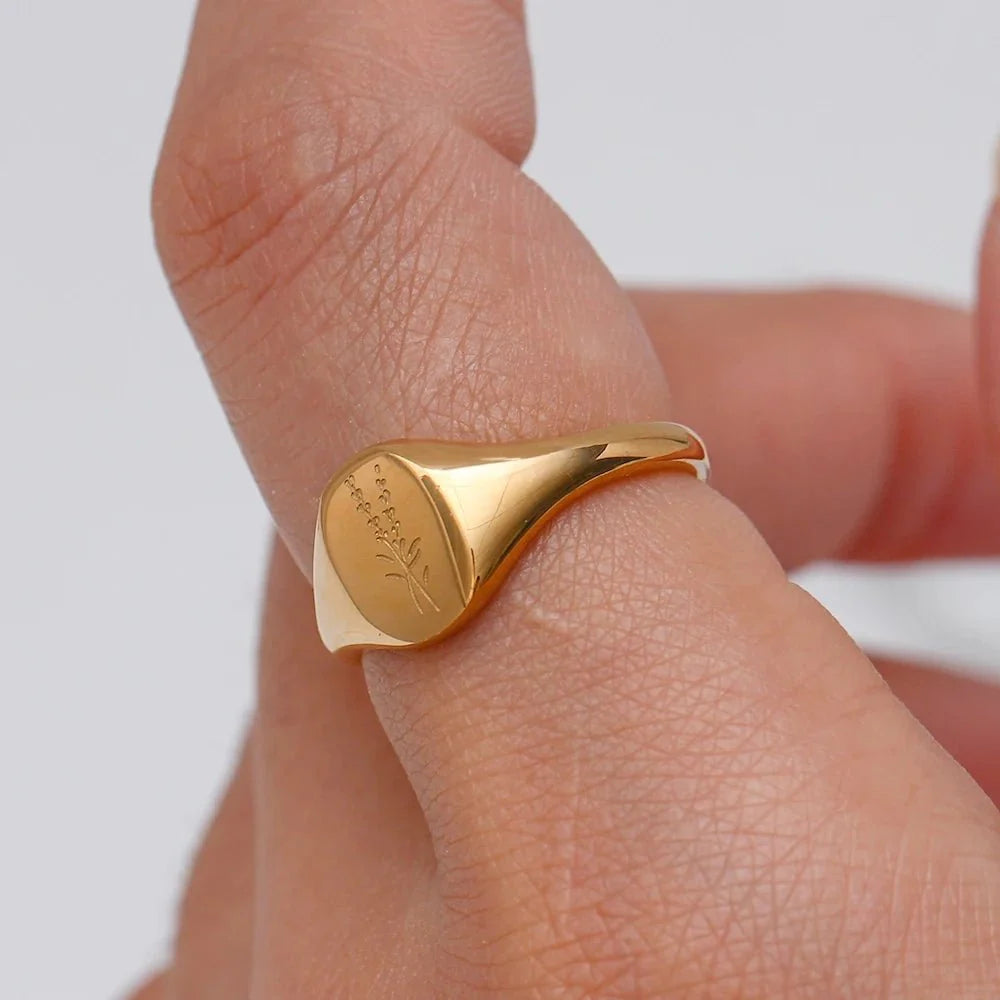 Brehn | 18k Zierliche Blumensignet Ringe