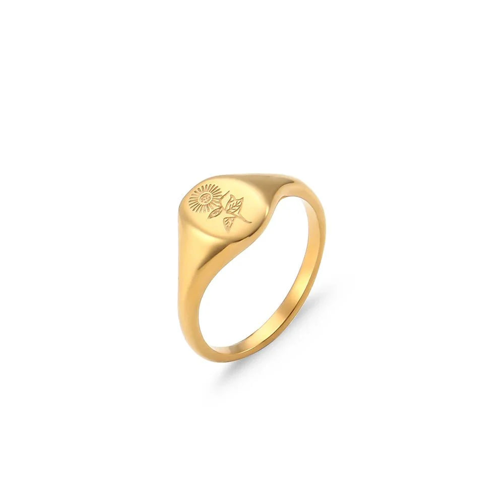 Brehn | 18k Zierliche Blumensignet Ringe
