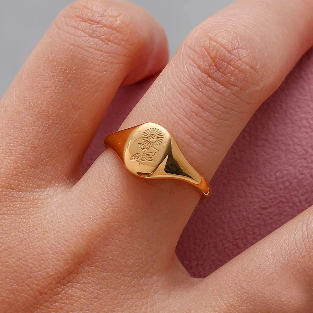 Brehn | 18k Zierliche Blumensignet Ringe