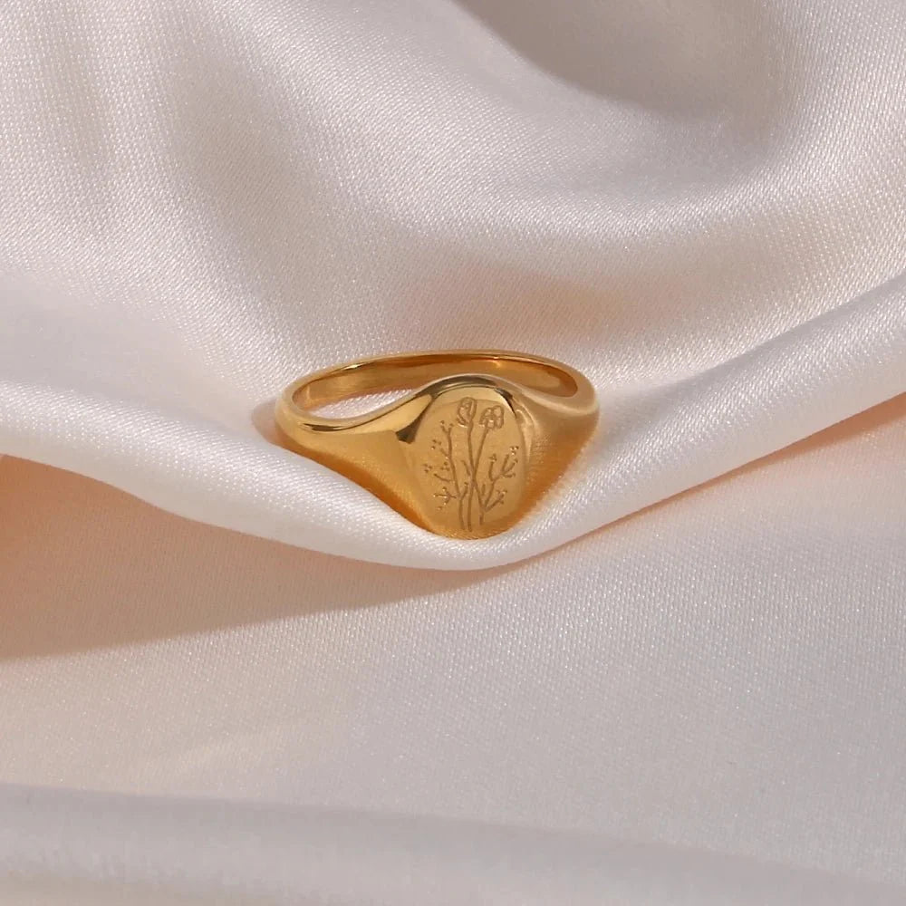 Brehn | 18k Zierliche Blumensignet Ringe