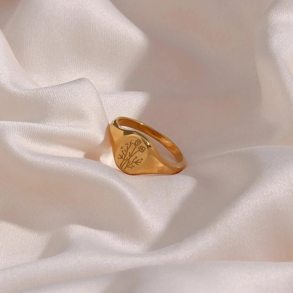 Brehn | 18k Zierliche Blumensignet Ringe