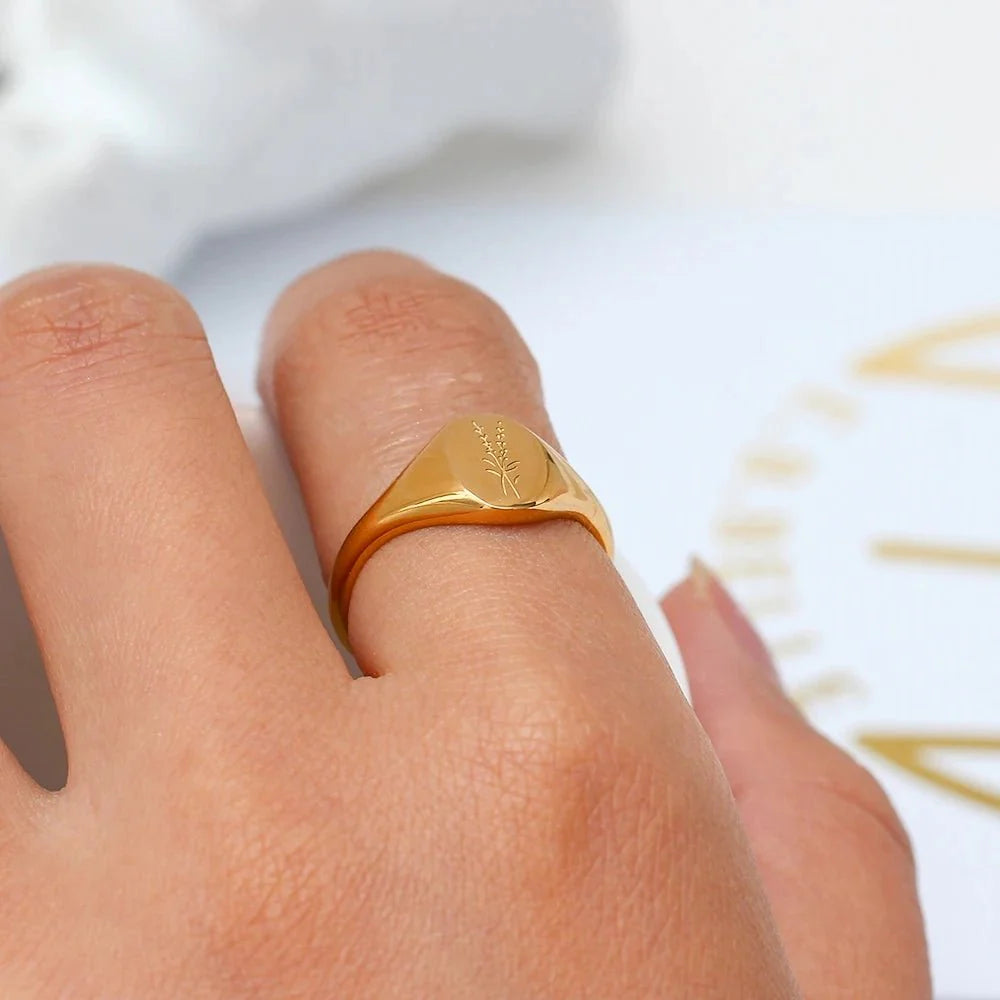 Brehn | 18k Zierliche Blumensignet Ringe