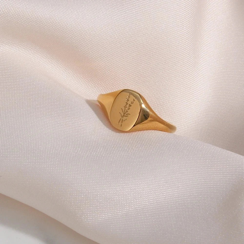 Brehn | 18k Zierliche Blumensignet Ringe