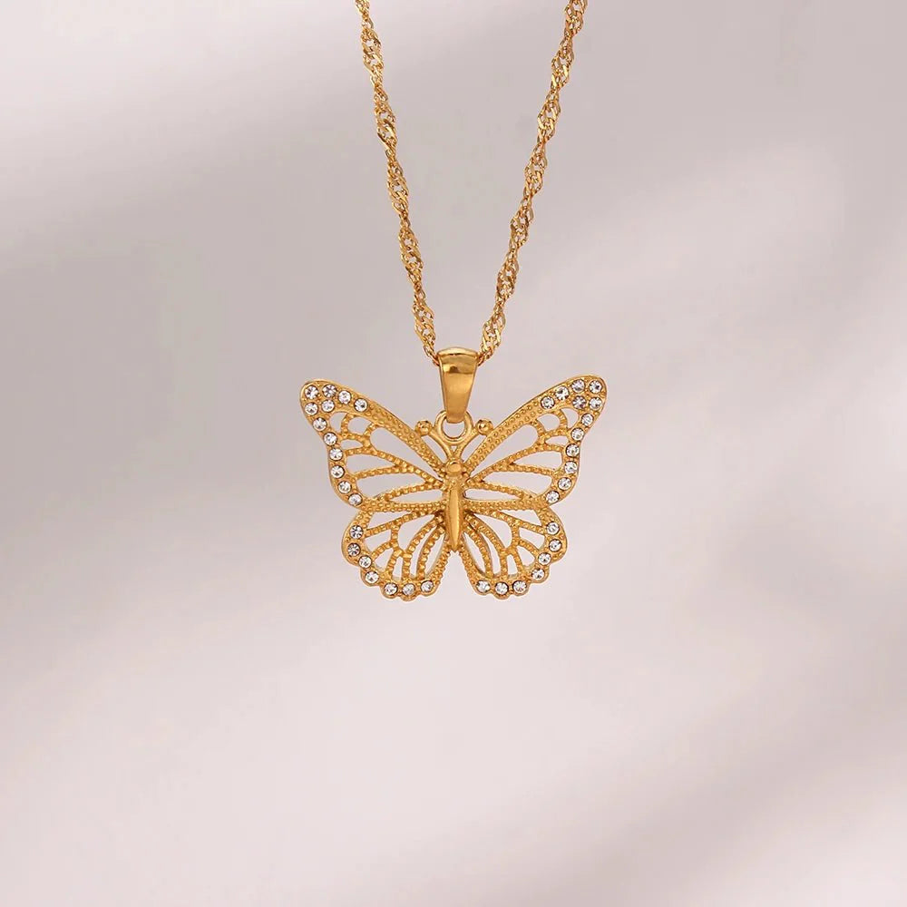 Brehn | 18k Diamant Akzent Schmetterlingshalskette