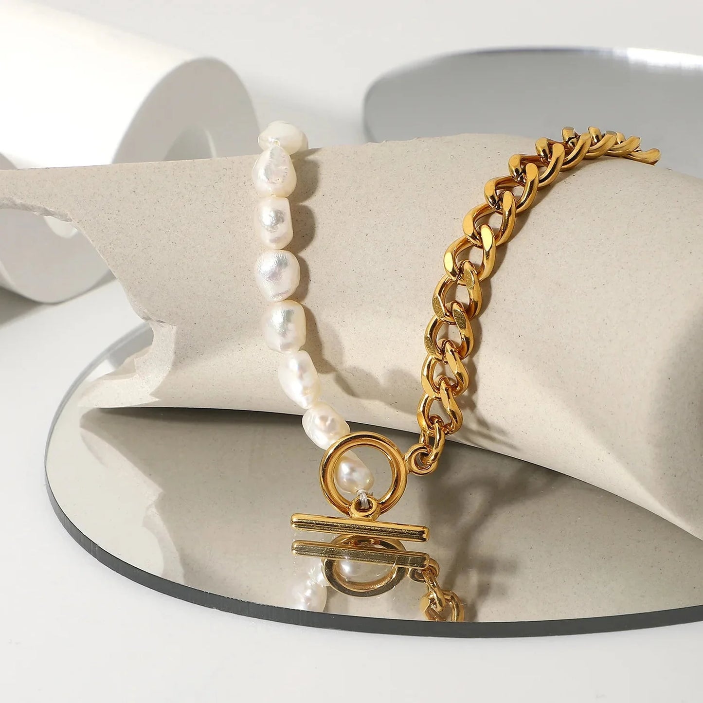 Brehn | 18k Gold Klassische Moderne Kubanische Perlen Choker Halskette