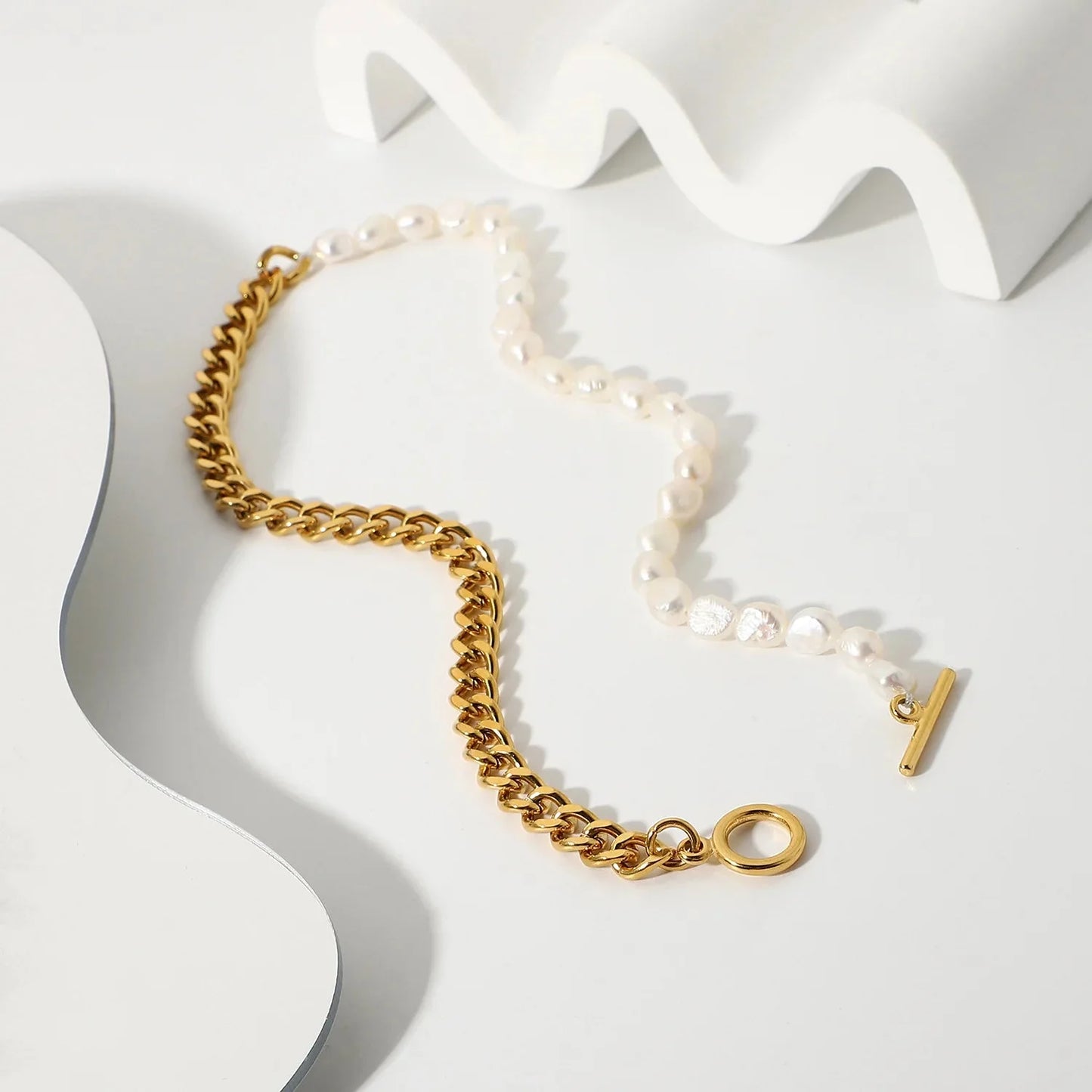 Brehn | 18k Gold Klassische Moderne Kubanische Perlen Choker Halskette