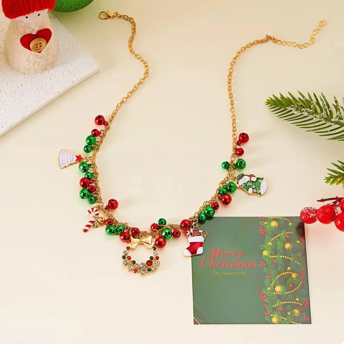 Brehn | 18K vergoldete Weihnachts-Charm-Halskette