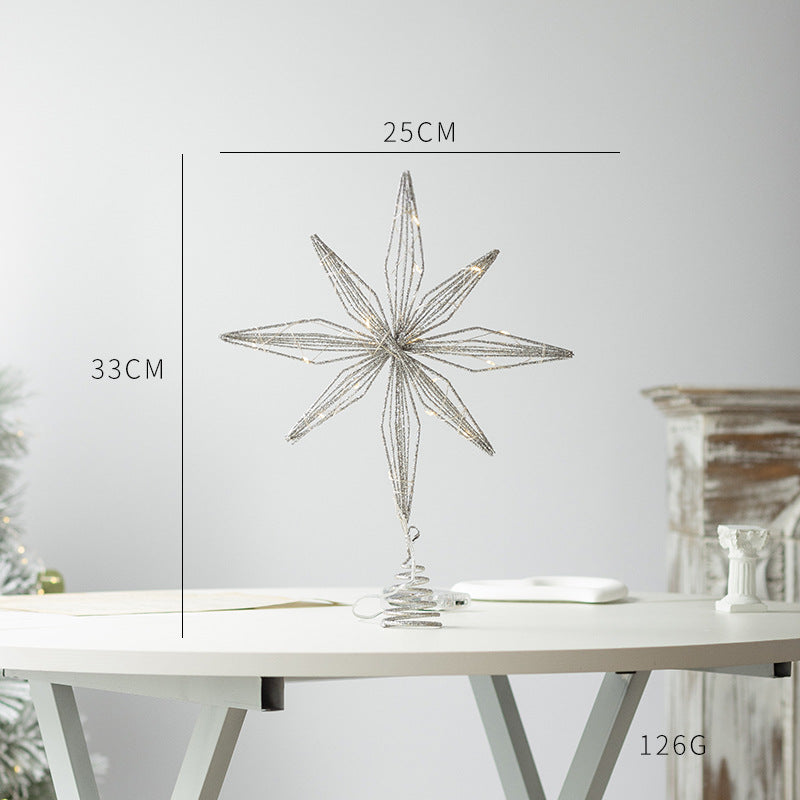 Beleuchteter Weihnachtsbaum-Spitzenstern aus Eisen