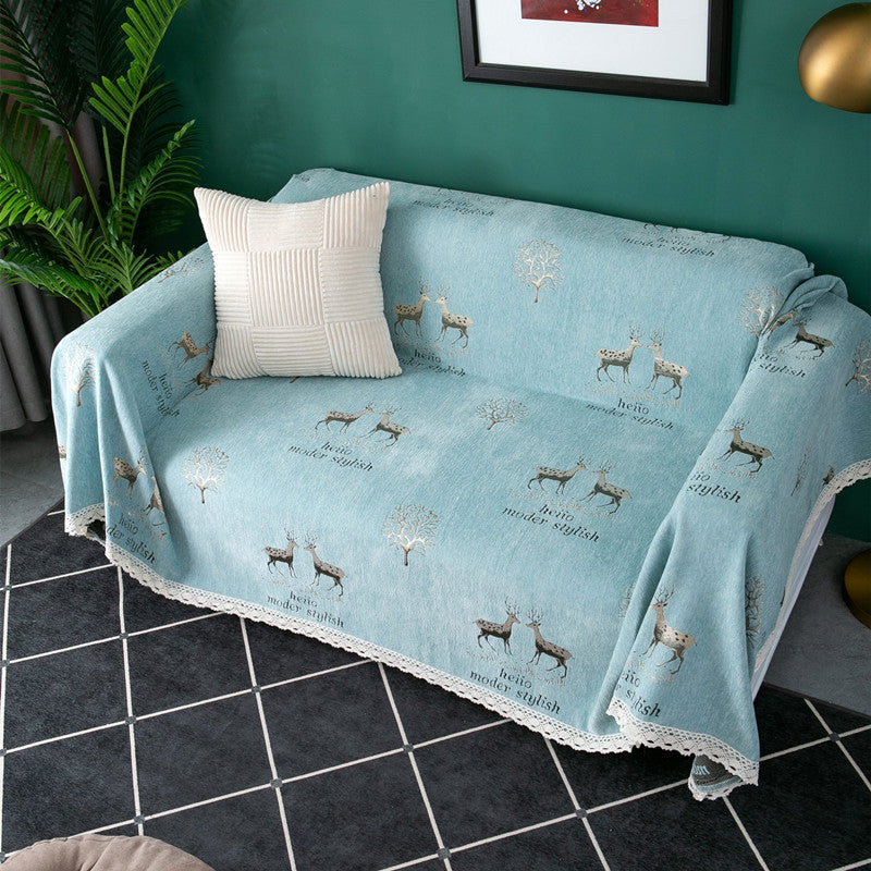 Dekorativer gestrickter Sofawurfteppich