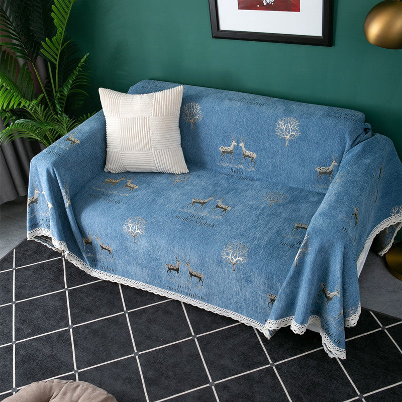 Dekorativer gestrickter Sofawurfteppich