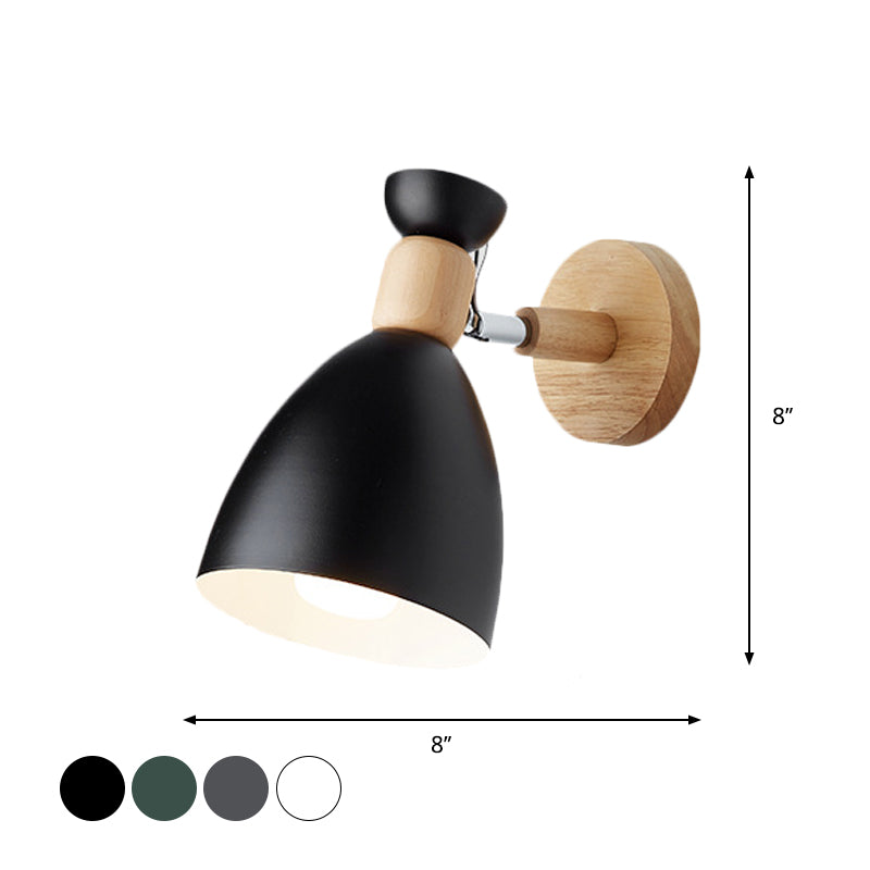 Bär/Glocke Rotierende Wandmontierte Lampe Macaron Eisen 1-Kopf Nachttisch Lese Wandlicht in Weiß/Rosa/Grün und Holz | Brehn