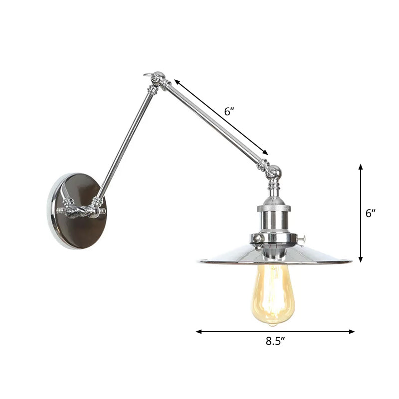 Untertasse/Kegel/Horn Nachttisch Lesewandlampe Fabrik Metall Einzel 6"/8" W Chrom Wandleuchte mit drehbarem Arm