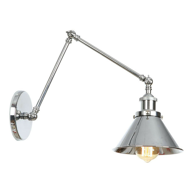 Untertasse/Kegel/Horn Nachttisch Lesewandlampe Fabrik Metall Einzel 6"/8" W Chrom Wandleuchte mit drehbarem Arm