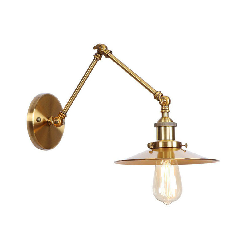 Wandleuchte aus Messing, geschwungen/horn-/kegelförmig, einzelne 15/20 cm breite antike Wandlampe mit Schwenkarm