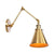 Wandleuchte aus Messing, geschwungen/horn-/kegelförmig, einzelne 15/20 cm breite antike Wandlampe mit Schwenkarm