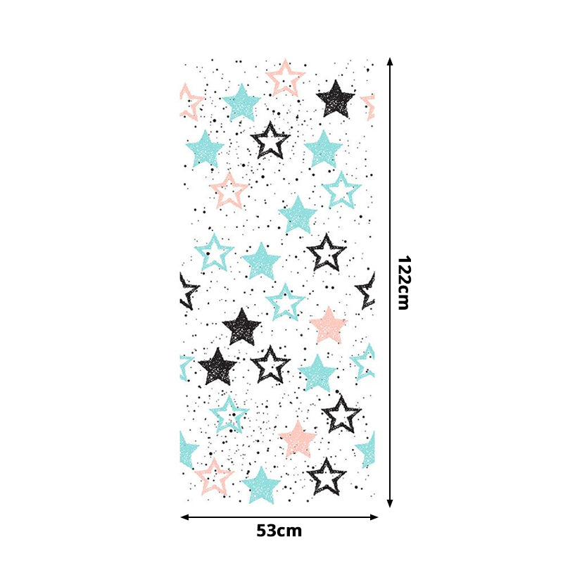 Brehn | PVC Blau Tapetpanelen Kinderen Ster en Puntprint Zelfklevende Wandsdecoratie, 4' L x 20,5" B