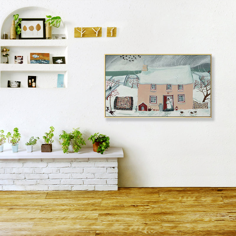 Brehn | Malersk Landschaft Wandkunst Wohnzimmer Illustration Landhaus Leinwand in heller Farbe