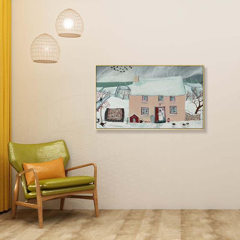 Brehn | Malersk Landschaft Wandkunst Wohnzimmer Illustration Landhaus Leinwand in heller Farbe