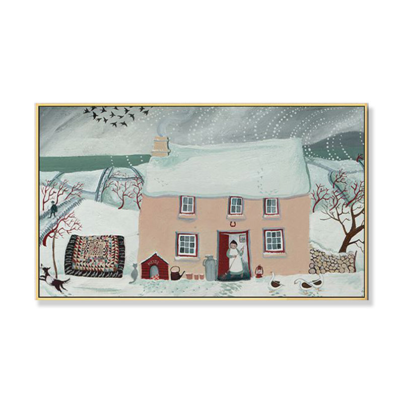 Brehn | Malersk Landschaft Wandkunst Wohnzimmer Illustration Landhaus Leinwand in heller Farbe