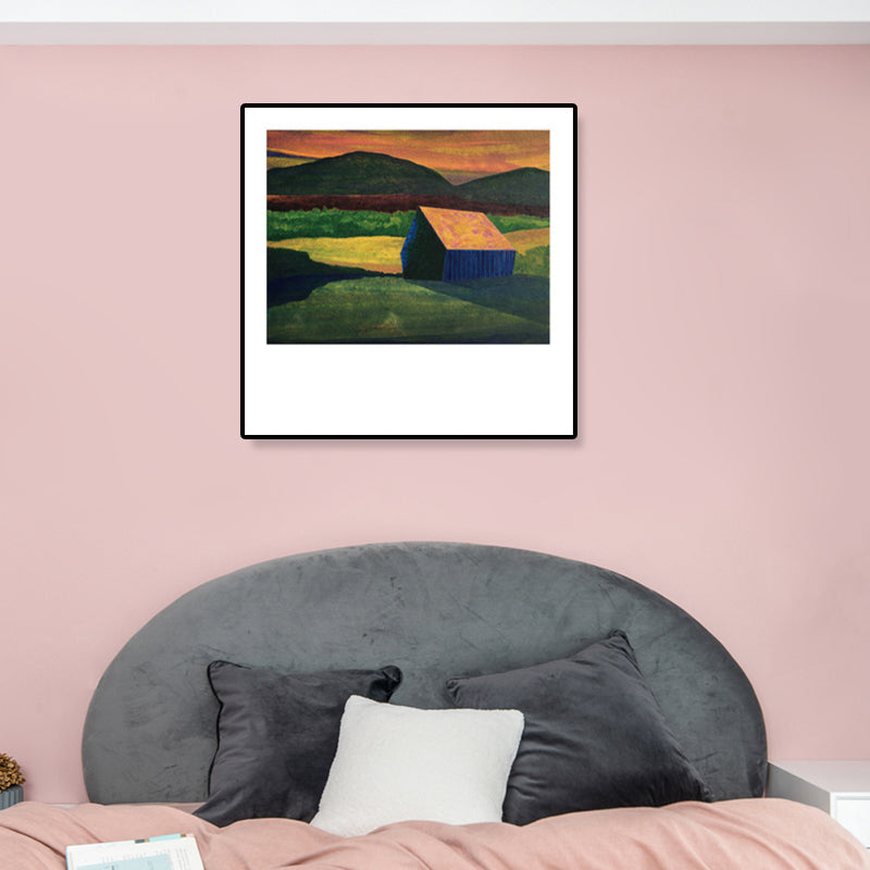 Brehn | Holzhütte Leinwand Wandkunst Funky Schöne Nachtszenerie Gemälde in Dunkelfarbe für Raum