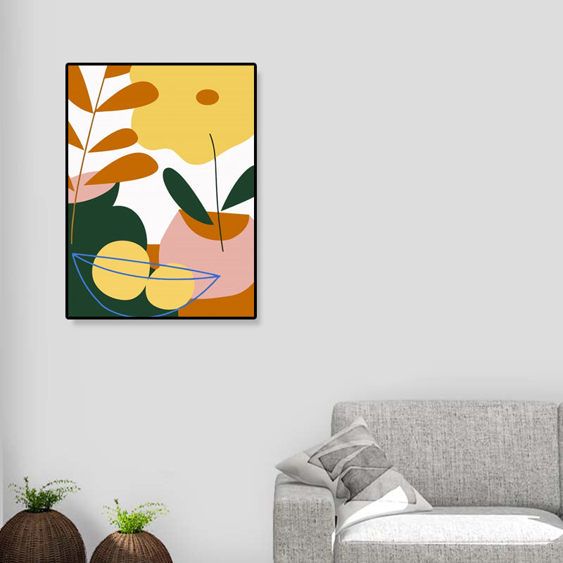 Brehn | Pastell Stillleben Leinwanddruck Illustration Obst und Geschirr Moderne Texturierte Wandkunst