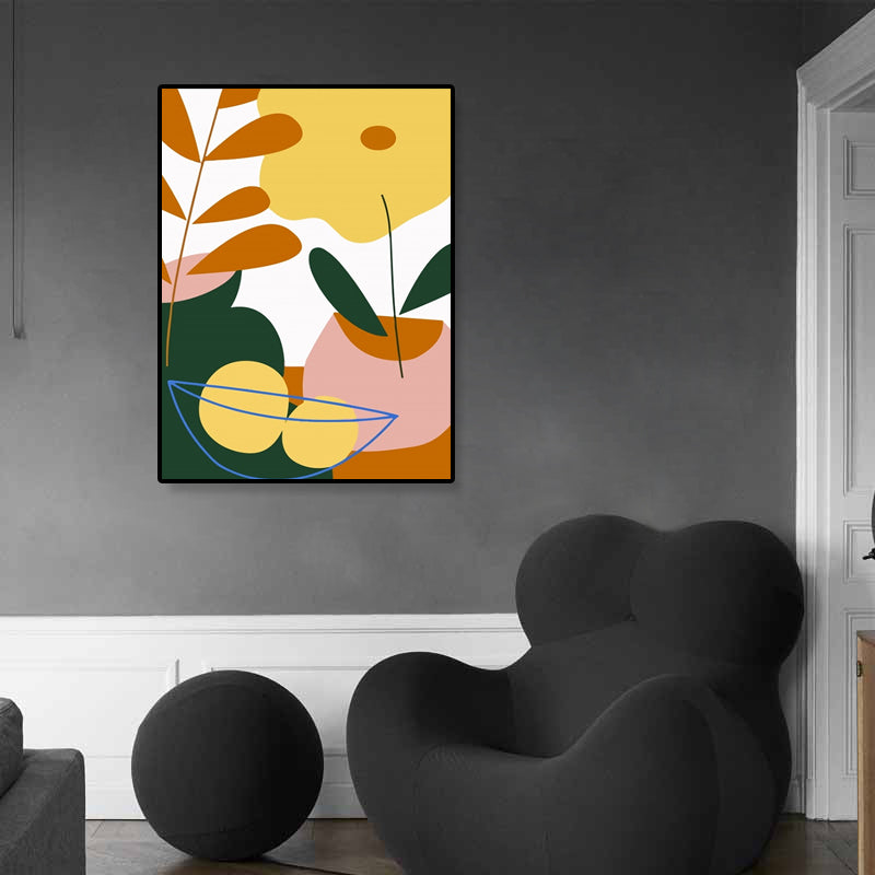 Brehn | Pastell Stillleben Leinwanddruck Illustration Obst und Geschirr Moderne Texturierte Wandkunst