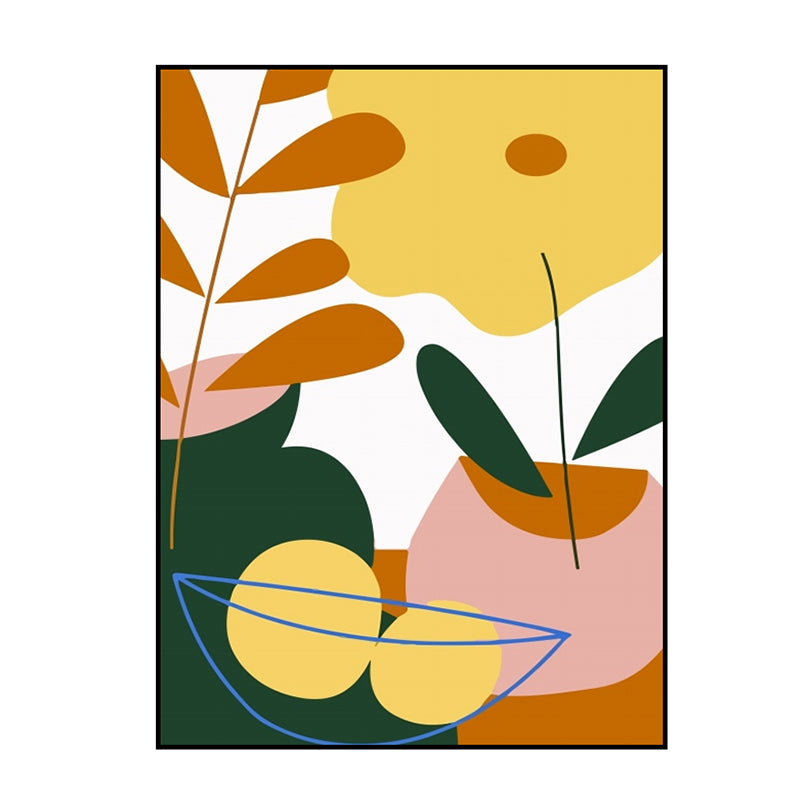 Brehn | Pastell Stillleben Leinwanddruck Illustration Obst und Geschirr Moderne Texturierte Wandkunst