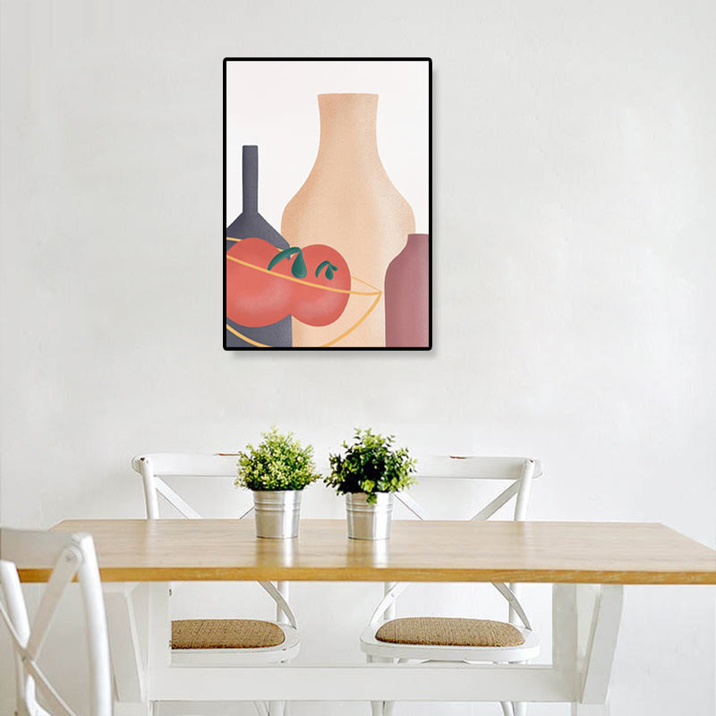 Brehn | Pastell Stillleben Leinwanddruck Illustration Obst und Geschirr Moderne Texturierte Wandkunst