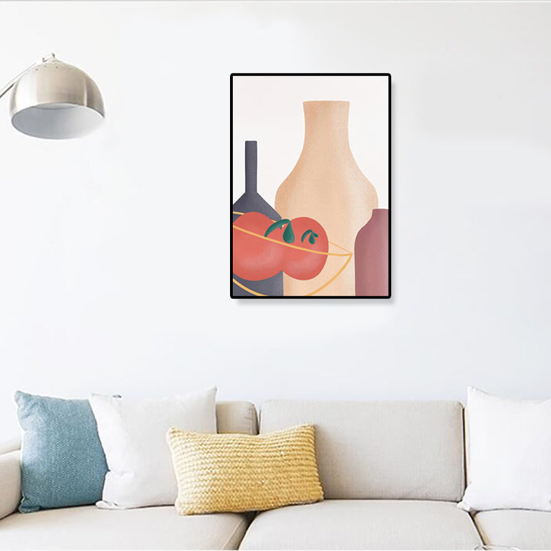 Brehn | Pastell Stillleben Leinwanddruck Illustration Obst und Geschirr Moderne Texturierte Wandkunst