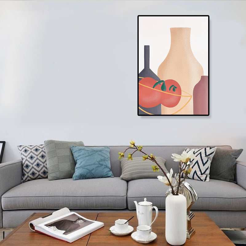 Brehn | Pastell Stillleben Leinwanddruck Illustration Obst und Geschirr Moderne Texturierte Wandkunst