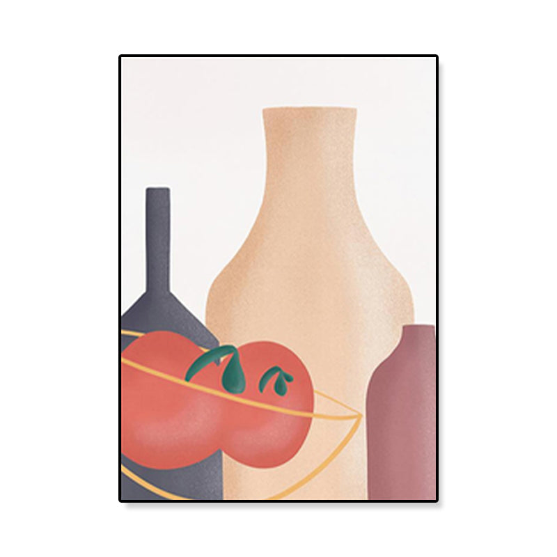 Brehn | Pastell Stillleben Leinwanddruck Illustration Obst und Geschirr Moderne Texturierte Wandkunst
