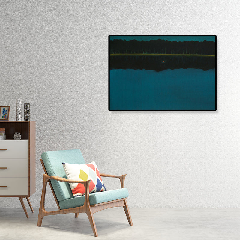 Brehn | Ölmalerei Landschaft Wandkunst Dunkle Farbe Minimalistischer Leinwanddruck für Hausinterieur