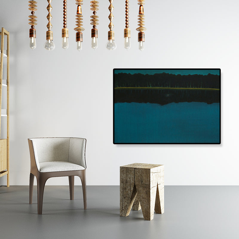 Brehn | Ölmalerei Landschaft Wandkunst Dunkle Farbe Minimalistischer Leinwanddruck für Hausinterieur