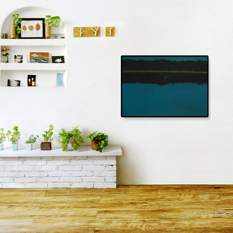 Brehn | Ölmalerei Landschaft Wandkunst Dunkle Farbe Minimalistischer Leinwanddruck für Hausinterieur