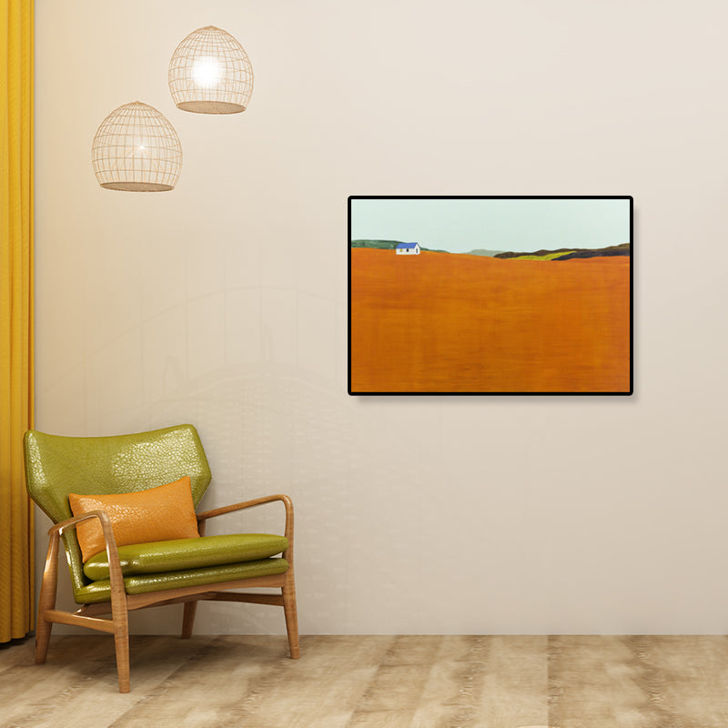 Brehn | Ölmalerei Landschaft Wandkunst Dunkle Farbe Minimalistischer Leinwanddruck für Hausinterieur