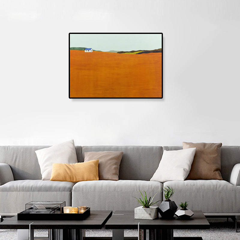Brehn | Ölmalerei Landschaft Wandkunst Dunkle Farbe Minimalistischer Leinwanddruck für Hausinterieur