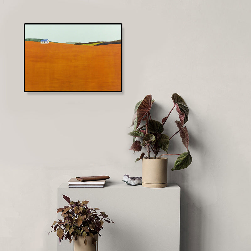 Brehn | Ölmalerei Landschaft Wandkunst Dunkle Farbe Minimalistischer Leinwanddruck für Hausinterieur