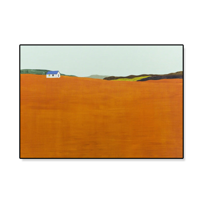 Brehn | Ölmalerei Landschaft Wandkunst Dunkle Farbe Minimalistischer Leinwanddruck für Hausinterieur